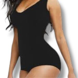 NWOT Black Mesh V-Neck Tummy Control Body Shaper Bodysuit - Plus Size 2XL